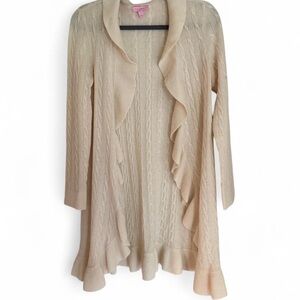 Lilly Pulitzer Women's Cashmere Cable Knit Ruffled Cardigan Sweater